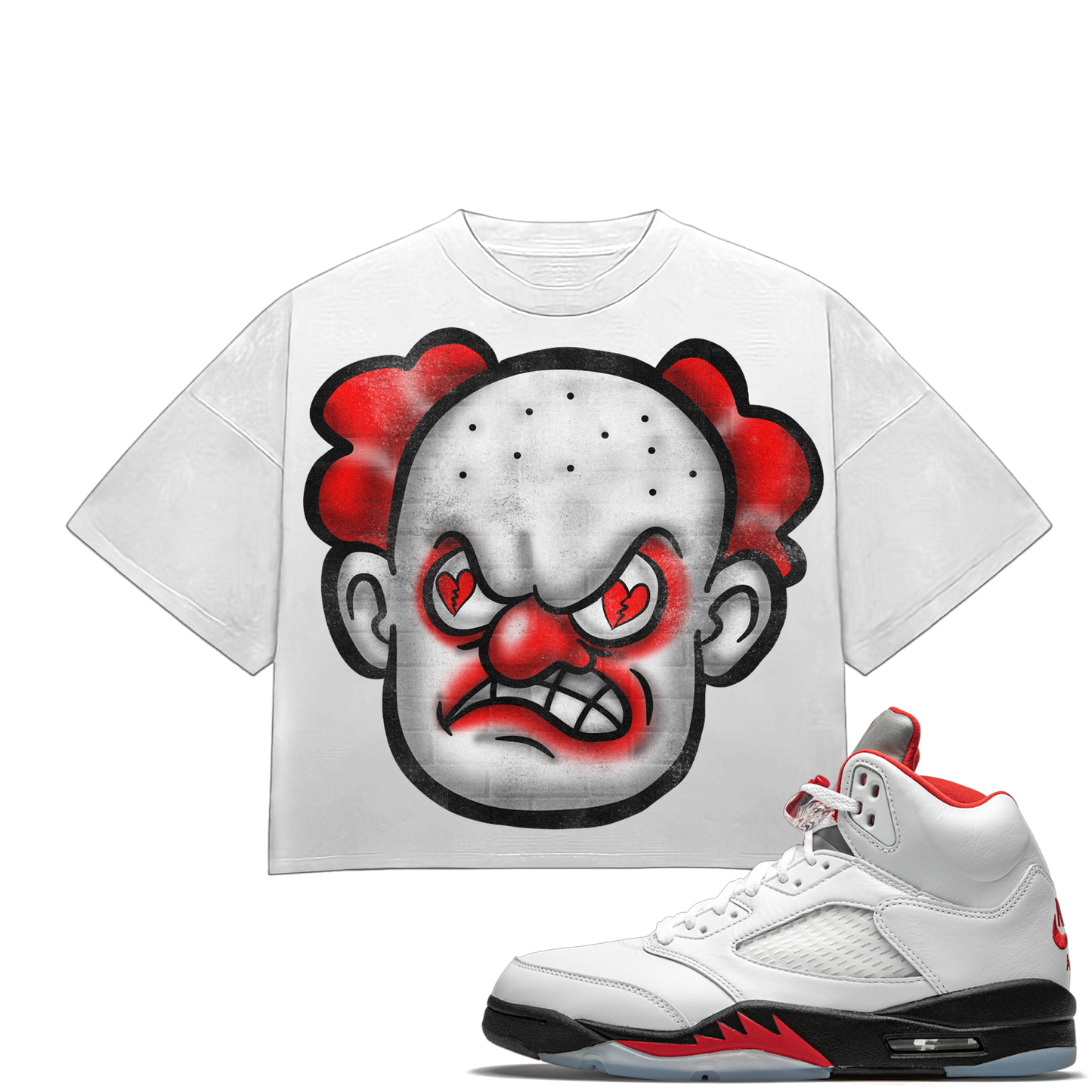 HeartBroken Clown Red & White T-Shirt