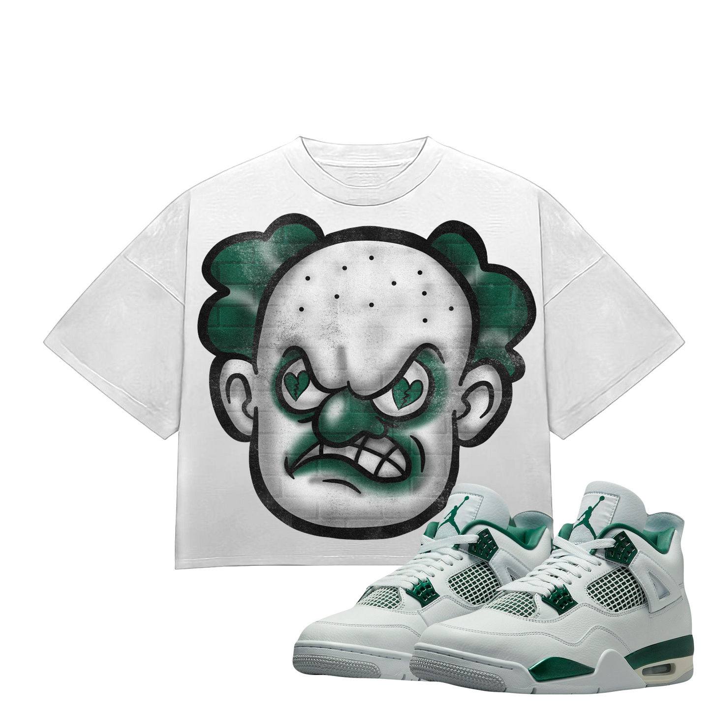 HeartBroken Clown Green & White T-Shirt