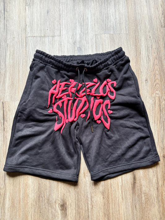 HERZLOS HEARTBROKEN SHORTS (BLACK & RED)
