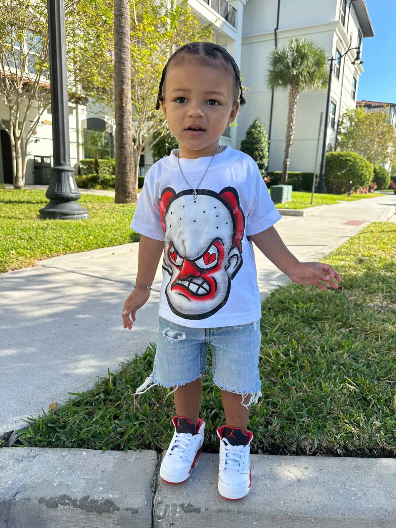 Heartbroken Clown Toddler RED & White Tee