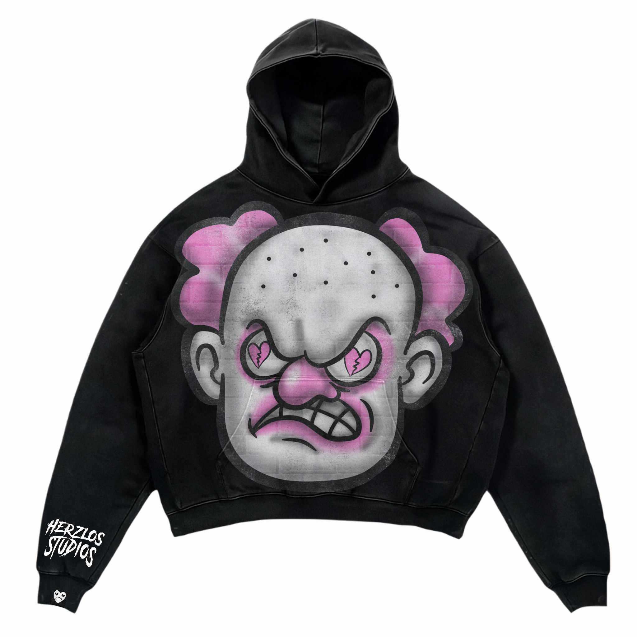 HEARTBROKEN CLOWN BLACK & PINK HOODIE (ON HAND READY TO SHIP)