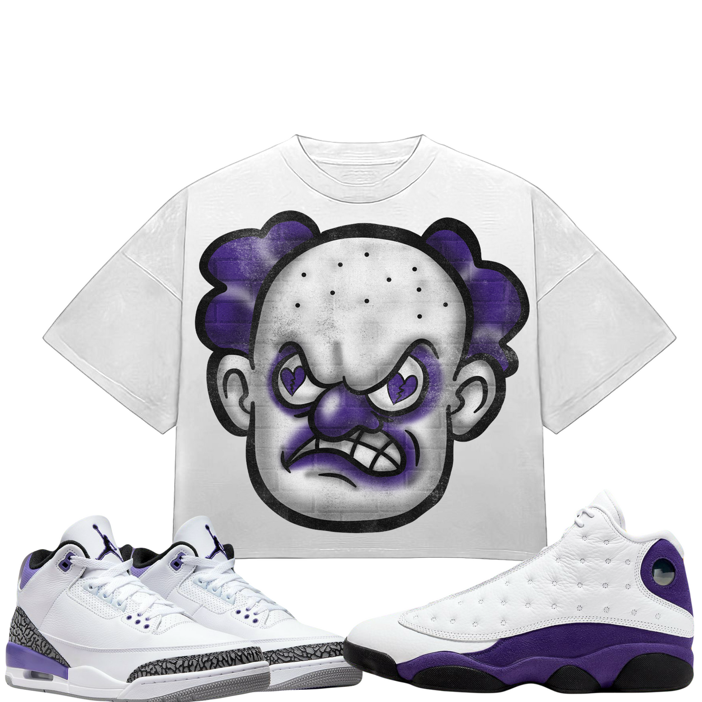 HeartBroken Clown Purple & White T-Shirt