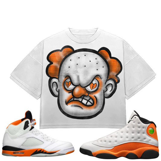 HeartBroken Clown Orange & White T-Shirt