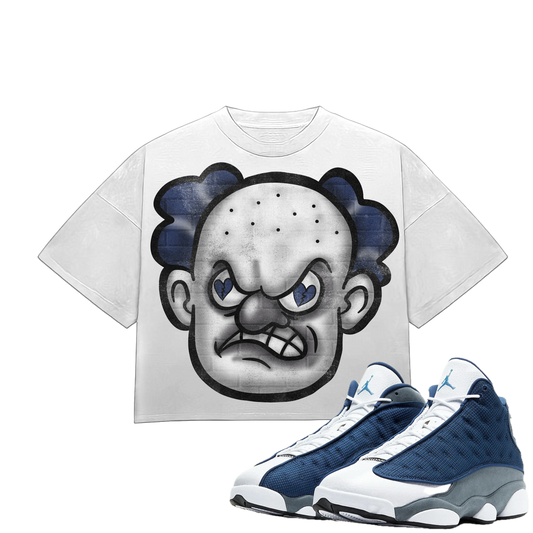 HeartBroken Clown French Blue & White T-Shirt