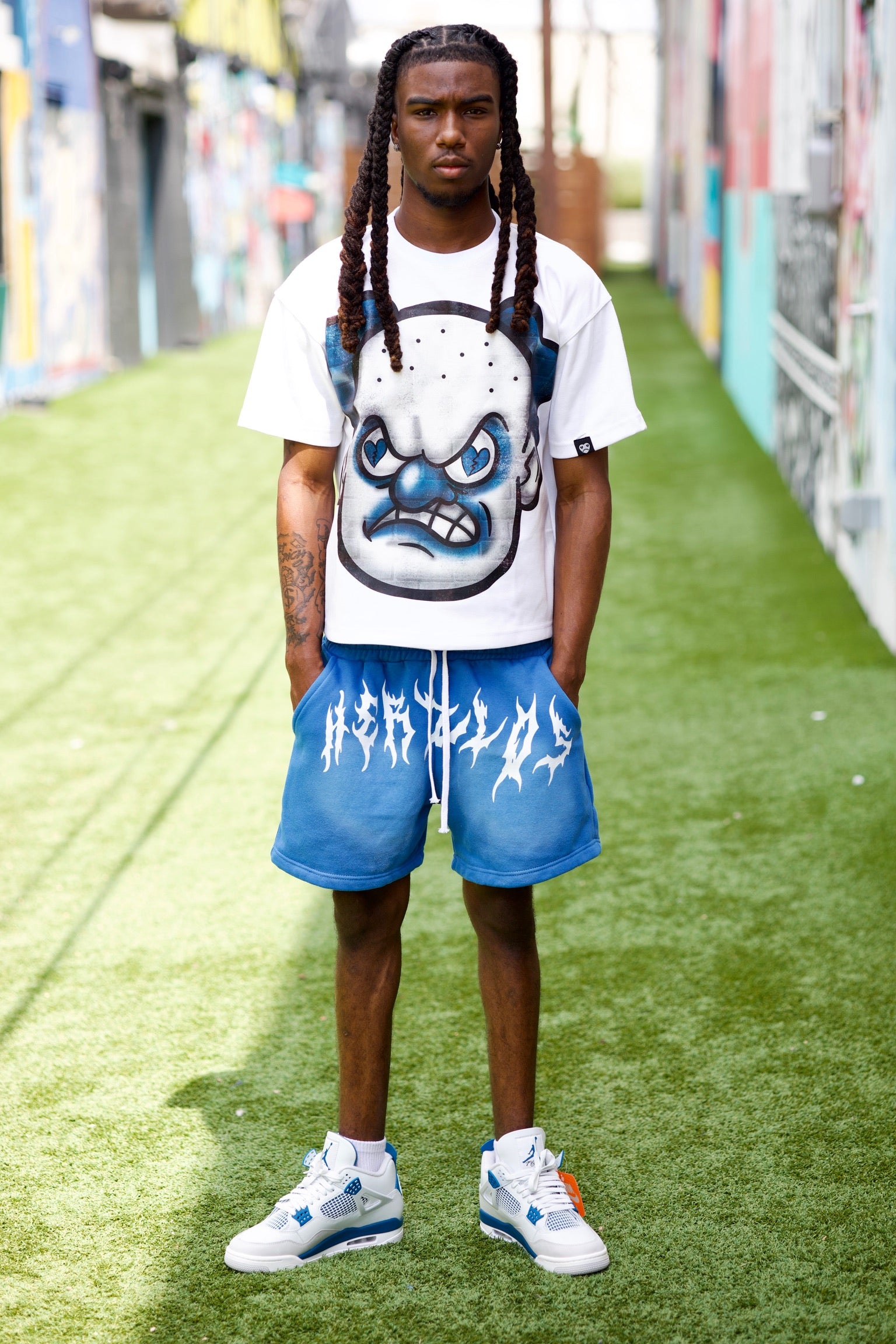 HeartBroken Clown Military Blue & White T-Shirt