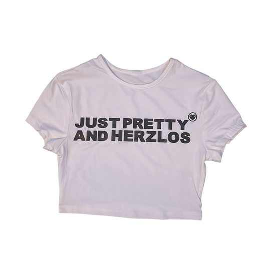 HERZLOS JUST PRETTY WHITE CROP TOP