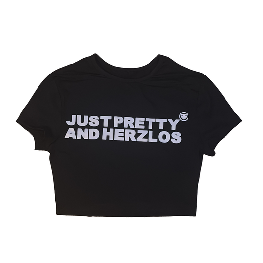 HERZLOS JUST PRETTY BLACK CROP TOP